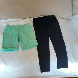 2 Pair, 1Black Jeggings, 1Aqua Capri Shorts Sz 5T